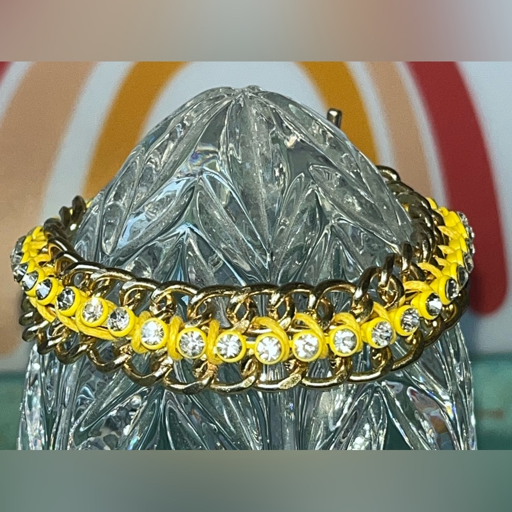 Genuine Crystal Cookie Lee Gold Tone Link Bracelet